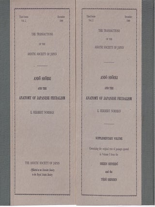 Stock ID #219272 Ando Shoeki and the Anatomy of Japanese Feudalism. E. HERBERT NORMAN