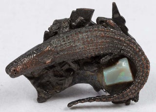 Map of Australia and Crocodile Souvenir Inlaid with White Opal.