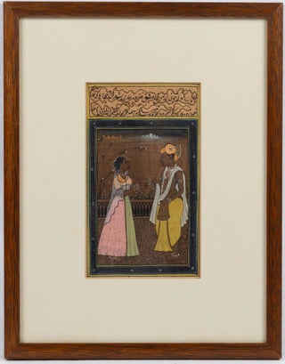 Stock ID #219855 Mughal-Style Miniature of a Noble Couple. MUGHAL-STYLE PAINTING