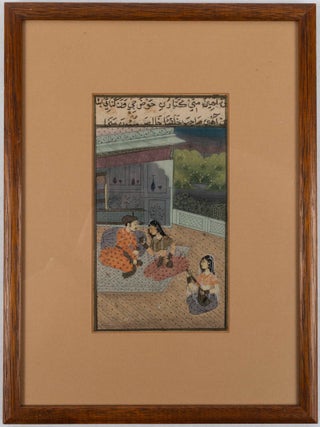 Stock ID #219856 Mughal-Style Miniature of a Noble Couple Seated Taking Refreshment, a Seated...