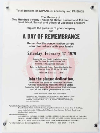 Stock ID #219873 A Day of Remembrance. Remember the Concentration Camps Stand for Redress With...