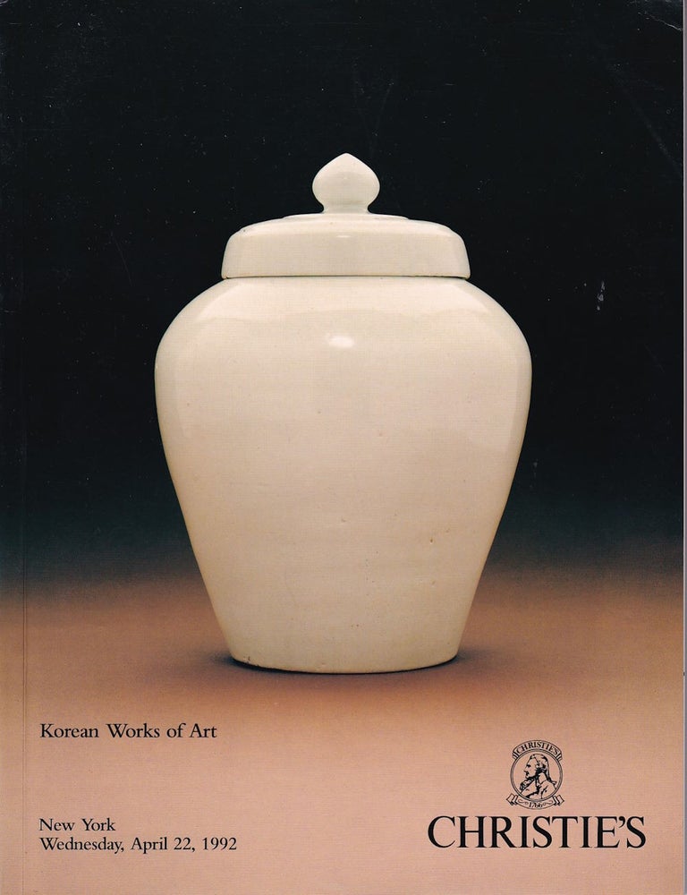 Stock ID #220855 Korean Works of Art. Wednesday, April 22, 1992. CHRISTIE'S AUCTION CATALOGUE.