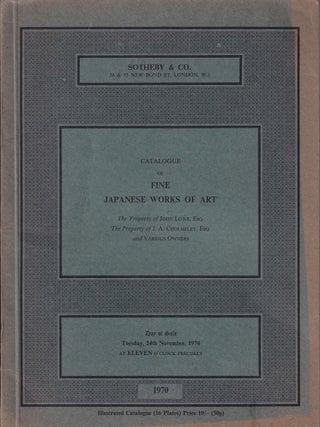 Stock ID #221041 A Catalogue of Fine Japanese Works of Art. Comprising Netsuke, Inro, Lacquer and...