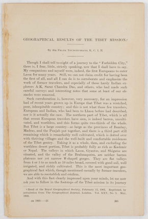 Stock ID #221735 Geographical Results of the Tibet Mission. THE GREAT GAME, SIR FRANK YOUNGHUSBAND