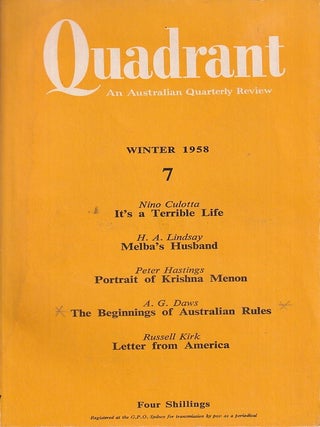 Stock ID #222727 Quadrant. Vol. II, No. 3. JOSEPH BURKE, AND O. RAPOPORT, WESLEY MILGATE, LEONIE...