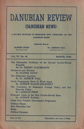 Stock ID #222730 Danubian Review. Vol. VI, No. 10. ELEMÉR SZUDY, AND ANDREW FALL, ENDRE