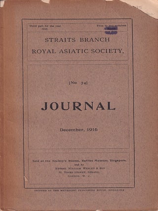 Stock ID #222899 Journal of the Straits Branch of the Royal Asiatic Society. No. 74. ROYAL...