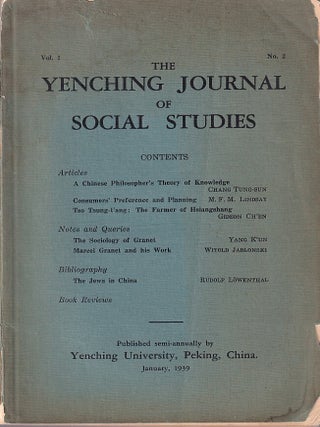 Stock ID #222984 The Yenching Journal of Social Studies. Vol. 1. No. 2. LI AN-CHE, MANAGING