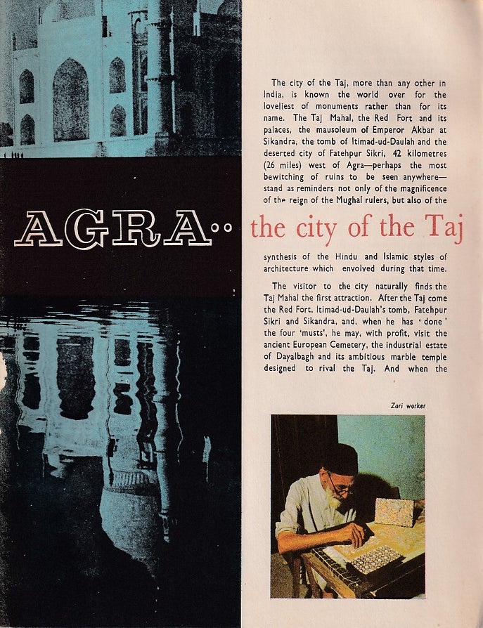 Stock ID #223145 Agra. The City of the Taj. AGRA - TRAVEL BROCHURE.