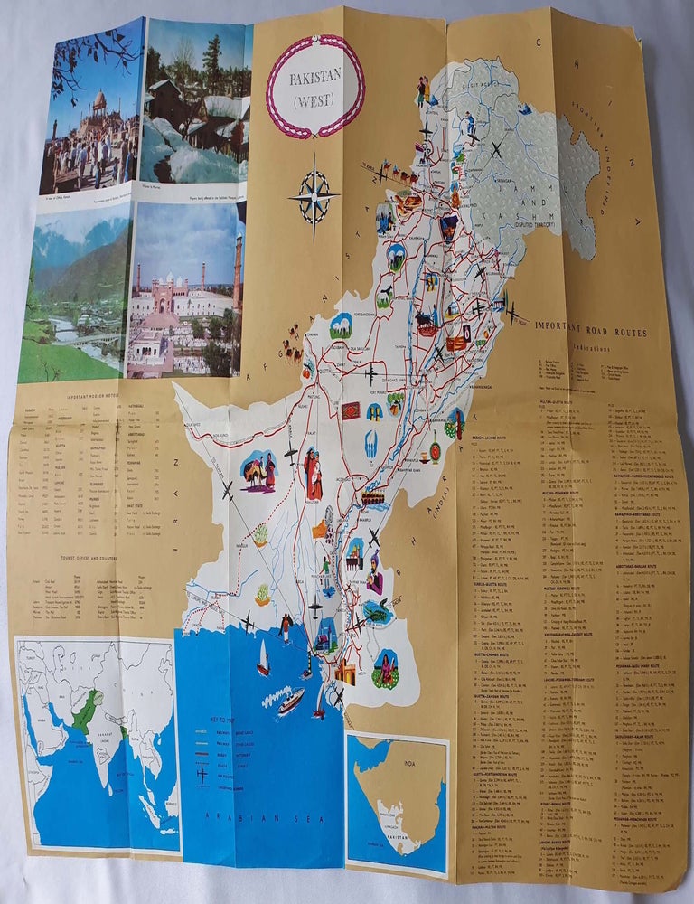 Stock ID #223258 Pakistan Tourist Map. TOURIST MAP OF EAST AND WEST PAKISTAN.