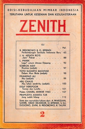 Stock ID #223277 Zenith. Edisi-Kebudajaan Mimbar Indonesia Terutama Untuk Kesenian dan...