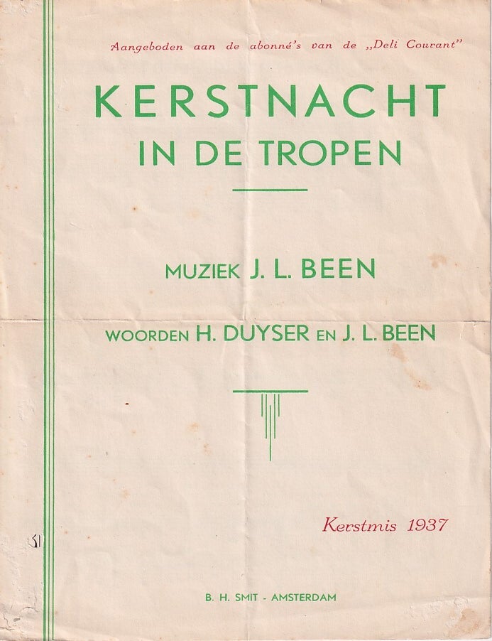 Stock ID #223487 Kerstnacht in de Tropen. [Christmas Eve in the Tropics]. J. L. BEEN, MUSIC BY.