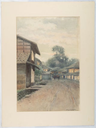 Rural Village Scene at Dusk. KOBAYASHI TOKUSABURO.