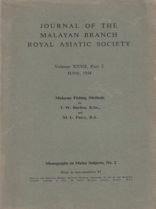 Stock ID #224267 Journal of the Malayan Branch of the Royal Asiatic Society. Volume XXVII, Part...