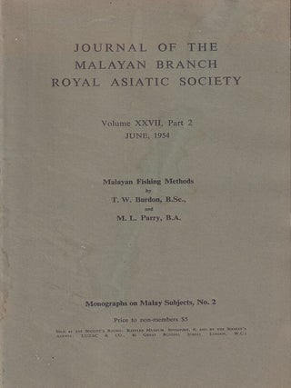 Stock ID #224268 Journal of the Malayan Branch of the Royal Asiatic Society. Volume XXVII, Part...