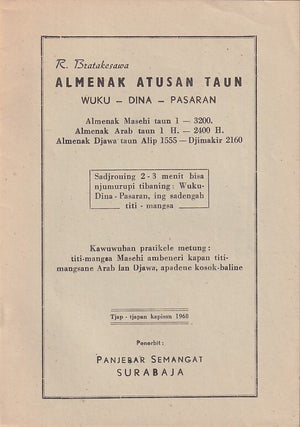 Stock ID #224277 Almenak Atusan Taun. Wuku - Dina - Pasaran. R. BRATAKESAWA