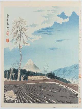 富士見高原の富士. [Fujimi Kogen no Fuji]. [Fuji from Fujimi Tableland. TOKURIKI TOMIKICHIRO, 徳力富吉郎.