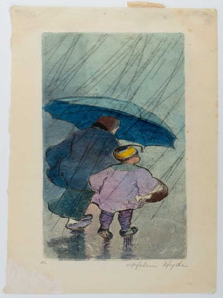 Stock ID #224353 [The Shower. Mother and Child in Rain]. HELEN HYDE