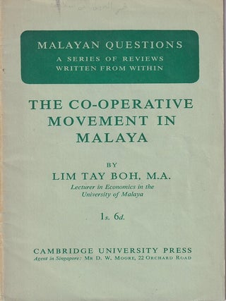 Stock ID #224697 The Co-operative Movement in Malaya. TAY BOH LIM, M. A
