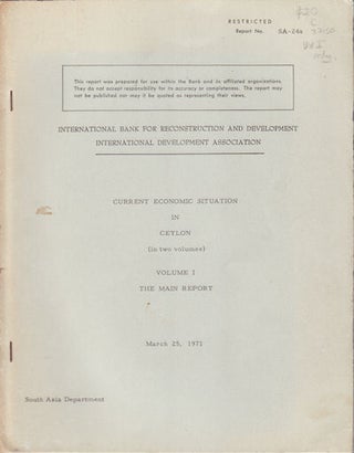 Stock ID #37150 Current Economic Situation in Ceylon. MANFRED G. BLOBEL