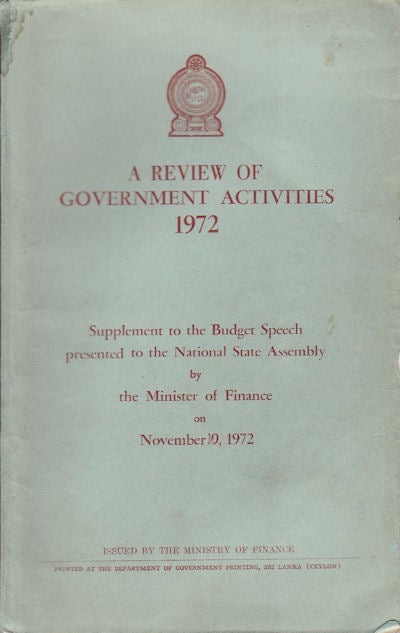 Stock ID #37168 A Review of Government Activities 1972. CEYLON.