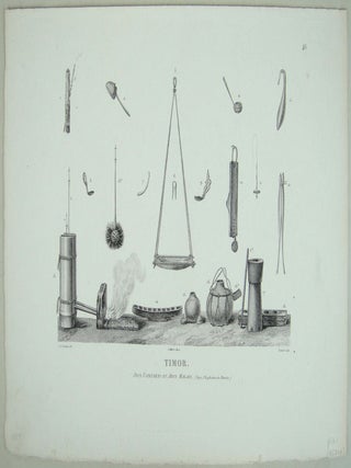 Stock ID #45264 Timor. Jeux, Ustensiles et Arts Malais. ANTIQUE PRINT - TIMOR, CHARLES ALEXANDRE...
