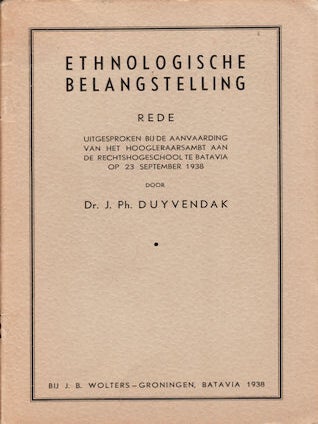 Stock ID #46169 Ethnologishche Belangstelling Rede Uitgesproken Bu De Rechtshogeschool Te Batavia...