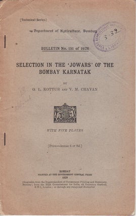 Stock ID #56890 Selection in the 'Jowars' of the Bombay Karnatak. G. L. AND V. M. CHAVAN KOTTUR