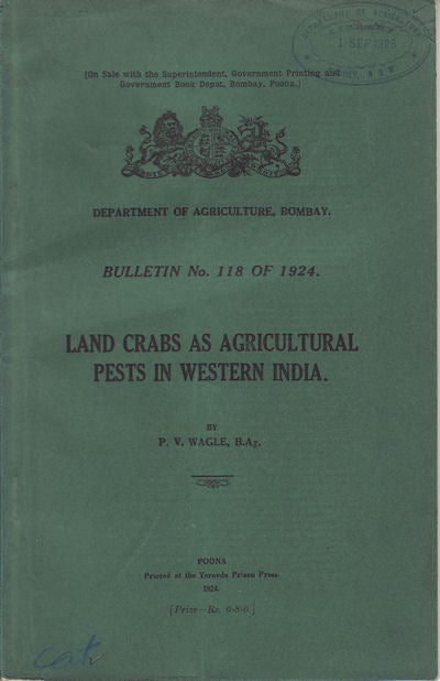 Stock ID #56915 Land Crabs as Agricultural pests in Western India. P. V. WAGLE.