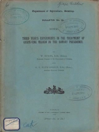 Stock ID #56925 Third Year's Experiments in the Treatment of Grape-Vine Mildew in the Bombay...
