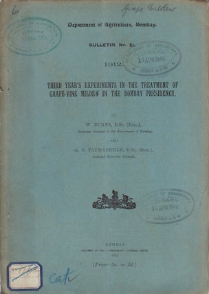Stock ID #56925 Third Year's Experiments in the Treatment of Grape-Vine Mildew in the Bombay...