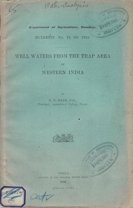 Stock ID #56972 Well Waters From the Trap Area of Western India. H. H. MANN