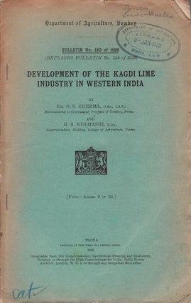 Stock ID #57013 Development of the Kagdi Lime Industry in Western India. DR. G. S. AND DUBHASHI...