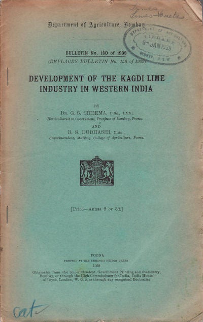 Stock ID #57013 Development of the Kagdi Lime Industry in Western India. DR. G. S. AND DUBHASHI B. S. CHEEMA.