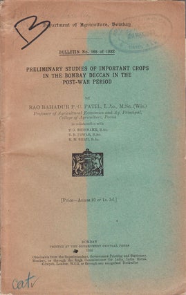 Stock ID #57018 Preliminary Studies of Important Crops in the Bombay Deccan in the Post-War...