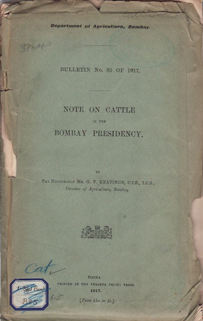 Stock ID #57187 Note on Cattle in the Bombay Presidency. G. F. KEATINGE.