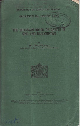 Stock ID #57199 The Bhagnari Breed of Cattle in Sind and Baluchistan. H. G BALUCH