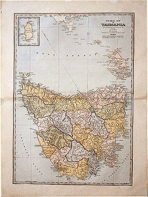Stock ID #61874 General Map of Tasmania. THE PICTURESQUE ATLAS PUBLISHING COMPANY