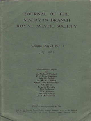 Stock ID #67461 Journal of the Malayan Branch of the Royal Asiatic Society. Volume XXVI: Part I....