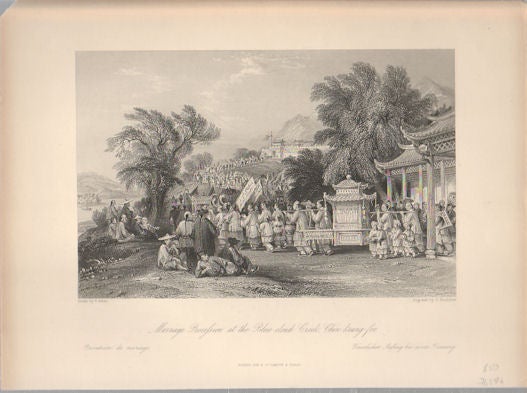Stock ID #76596 Marriage Procession at the Blue-cloud Creek, Chin-keang-foo. [China Antique Print]. THOMAS ALLOM.
