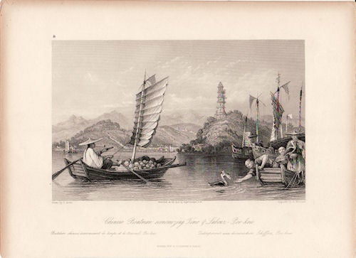 Stock ID #76603 Chinese Boatman economizing Time & Labour,- Poo-kow. [China Antique Print]. THOMAS ALLOM.