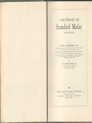 A Dictionary of Standard Malay. (Malay-English).