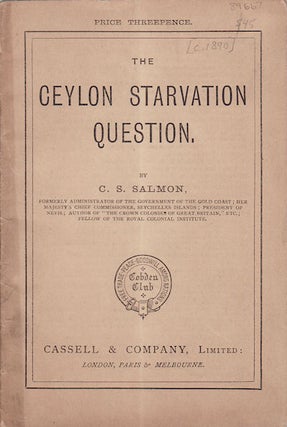 Stock ID #89667 The Ceylon Starvation Question. C. S SALMON